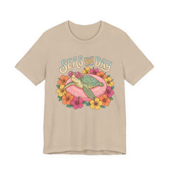 Seas the Day Turtle Tee — Vintage Floral Beach T-Shirt
