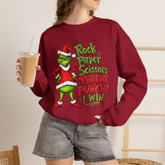 Rock - Paper - Scissors - Throat Punch- Dr. Seuss Grinch Christmas Sweatshirt