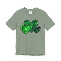 Green Hearts St. Patrick's Day Tee - Unisex Short Sleeve Shirt / Christmas