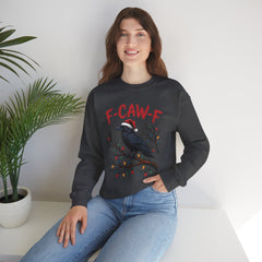 "F-CAW-F" Festive Raven Holiday Christmas Crow Crewneck Gildan Sweatshirt