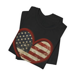 Patriotic Heart Tee - Love USA, American Pride Shirt, 4th of July, Independence Day, Memorial Day, Gift for Her