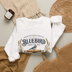 Bluebird Biscuit Co. Crewneck Sweatshirt — Vintage Bakery Logo Pullover