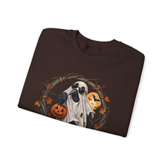 Halloween Ghost Crewneck Sweatshirt – 'Fuh-Cawf' Spooky Pumpkin Design