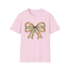 Vintage Newspaper Print Pen & Ink Bow T-Shirt
