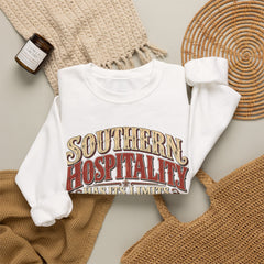 Southern Hospitality Crewneck Sweatshirt — "Southern Hospitality Has Its Limits, You're Gettin' Close"