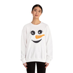 Happy Snowman Crewneck Sweatshirt | Winter Apparel, Christmas Gift, Cozy Sweater, Holiday Clothing, Carrot Nose Design