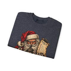 Santa Saw Everything Crewneck Sweatshirt — Vintage Naughty or Nice Christmas Sweater