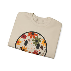 Floral Smile Sweatshirt — Retro Fall Flowers Smiley Crewneck