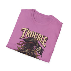 Trouble Has a New Captain T-Shirt — Pirate Skull Graphic Tee
