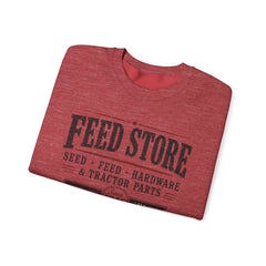 Feed Store Crewneck Sweatshirt — Vintage Farmhouse Seed & Feed Graphic - Southern Heritage