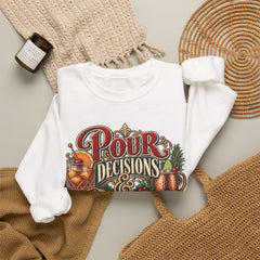 "Pour Decisions & Christmas Traditions" Holiday Christmas Sweatshirt Crewneck