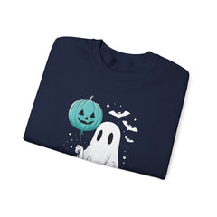 Teal Pumpkin & Ghost Crewneck Sweatshirt, Cozy Fall Apparel, Funny Sweatshirt, Gift for Her, Casual Wear