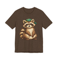 Cute Raccoon Graphic Tee — Adorable Cartoon Raccoon with Green Cap