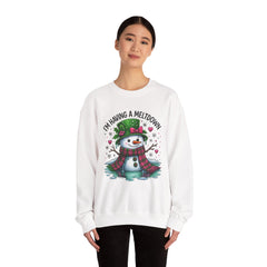 "I'm Having a Meltdown" Beautiful Melting Snowman Christmas Gildan Crewneck