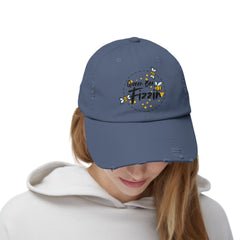 Distressed Cap with Queen Bee Fizzin Design, Vintage Hat, Bee Lovers, Jewelry Reveals