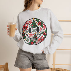 Christmas Smiley Crewneck Sweatshirt — Festive Holiday Smile Graphic
