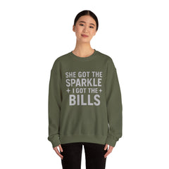 Funny He Gets the Bills & She Gets the Sparkle Unisex Sweatshirt by Gildan