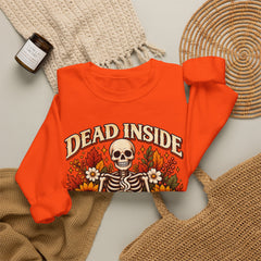 Skeleton Coffee Sweatshirt, Dead Inside But Caffeinated Crewneck, Halloween Gift, Unisex Fall Apparel, Cozy Lounge Wear