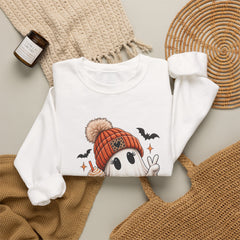Cozy Pumpkin Ghost Sweatshirt – Cute Halloween Fall Crewneck