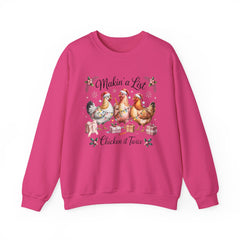 "Makin' a List, Chicken It Twice" Christmas Chicken Crewneck Gildan Sweatshirt