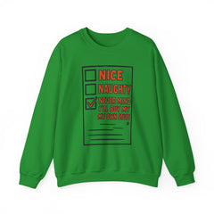 'Never Mind I'll Buy My Own Stuff' Funny Holiday Checklist Gildan Crewneck Sweatshirt