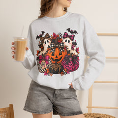 Halloween Ghosts & Pumpkin Crewneck Sweatshirt