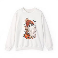 Cozy Pumpkin Ghost Sweatshirt – Cute Halloween Fall Crewneck
