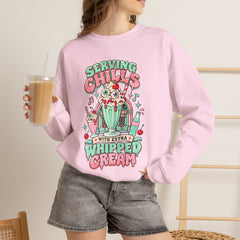 Halloween Sweatshirt — "Serving Chills with Extra Whipped Cream" Retro Ice Cream Graphic - BP