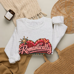 Romantically Unavailable Crewneck Sweatshirt — Retro Heart Neon Sign Valentine Graphic