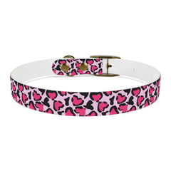 Dog Collar- Pink Leopard Print Hearts