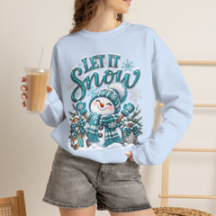 Let It Snow Snowman Crewneck Sweatshirt — Cozy Holiday Winter Pullover
