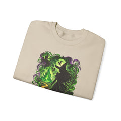Witch Silhouette Forest Crewneck Sweatshirt – Green Gothic Witchy Art - Wicked