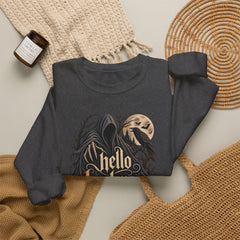 Hello Darkness Crewneck Sweatshirt — Gothic Moon Raven Graphic- Halloween