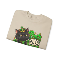 St. Patrick’s Black Cat Sweatshirt  "Pinch Me, Lose a Finger" Graphic Crewneck