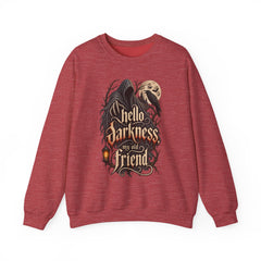 Hello Darkness Crewneck Sweatshirt — Gothic Moon Raven Graphic- Halloween