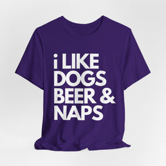 I Like Dogs Beer & Naps - Unisex Heavy Cotton Tee