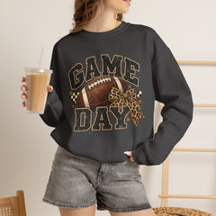 Game Day Sweatshirt — Leopard Football Graphic Crewneck