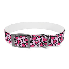 Dog Collar- Pink Leopard Print Hearts