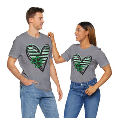 St. Patrick's Day Heart Tee - Unisex Jersey Short Sleeve Shirt with Clover Design