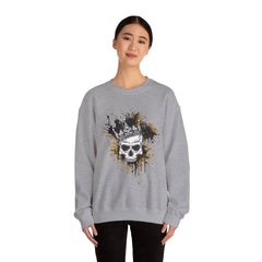 Skeleton King Crewneck Sweatshirt w/Black & Gold Splatter Design