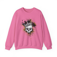 Skeleton King Crewneck Sweatshirt w/Black & Gold Splatter Design