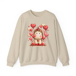 Valentine's Cute Unicorn Hearts Crewneck Sweatshirt