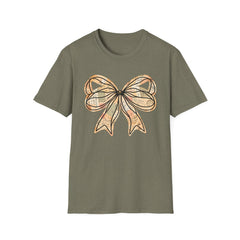 Vintage Newspaper Print Pen & Ink Bow T-Shirt