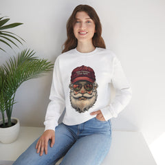 Santa With 'Make Christmas Great Again' Cap Crewneck Sweatshirt