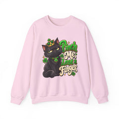 St. Patrick’s Black Cat Sweatshirt  "Pinch Me, Lose a Finger" Graphic Crewneck