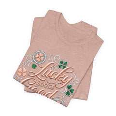 Lucky Looks Good On Me T‑Shirt — St. Patrick’s Day Clover Graphic Tee