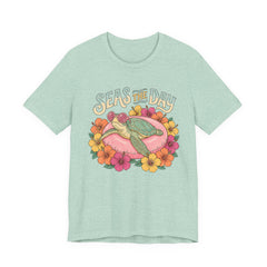 Seas the Day Turtle Tee — Vintage Floral Beach T-Shirt