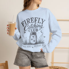 Firefly Catching Club Sweatshirt — Vintage Mason Jar Summer Nights Crewneck - Southern Heritage