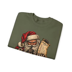 Santa Saw Everything Crewneck Sweatshirt — Vintage Naughty or Nice Christmas Sweater