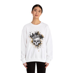 Skeleton King Crewneck Sweatshirt w/Black & Gold Splatter Design